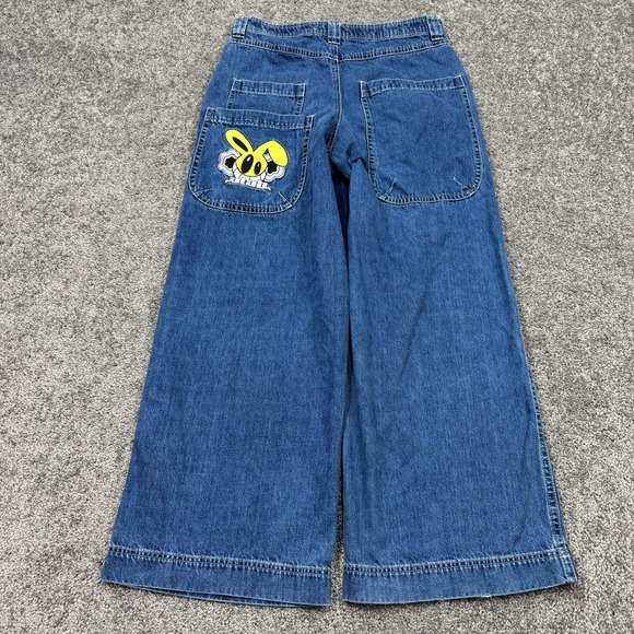 Alab Jeans Mens 34x31 Blue Baggy Wide Hip Hop Embroidered Y2K Skater 26" Mega - Picture 1 of 11